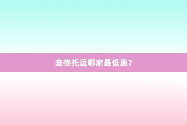 宠物托运哪家最低廉？